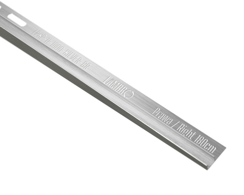 Listwa brodzikowa podłogowa spadkowa do szkła prawa LPS Lambro srebrnymat 180cm 1 szt.