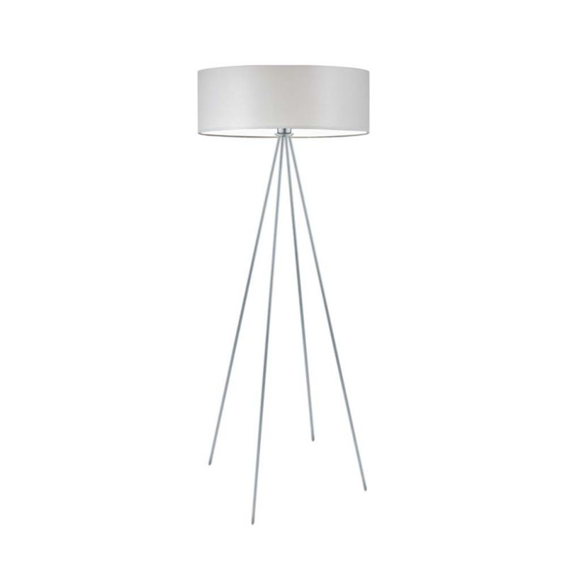 Lampa stojąca Volta Light Factory podłogowa trójnóg z abażurem jasny szary walec SOLARIS 1 szt.