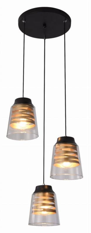 Lampa sufitowa wisząca Candellux Fresno czarno-przezroczysty wym: 120 x 40 x 40 cm 3xE27 x 60W 1 szt.