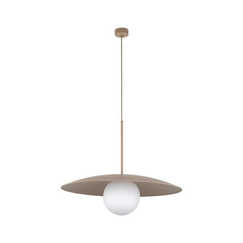 Lampa Wisząca Tk-Lighting Slate Sabia Glass ceglany beżowy daszek talerz kulka klosz biały - 1szt.