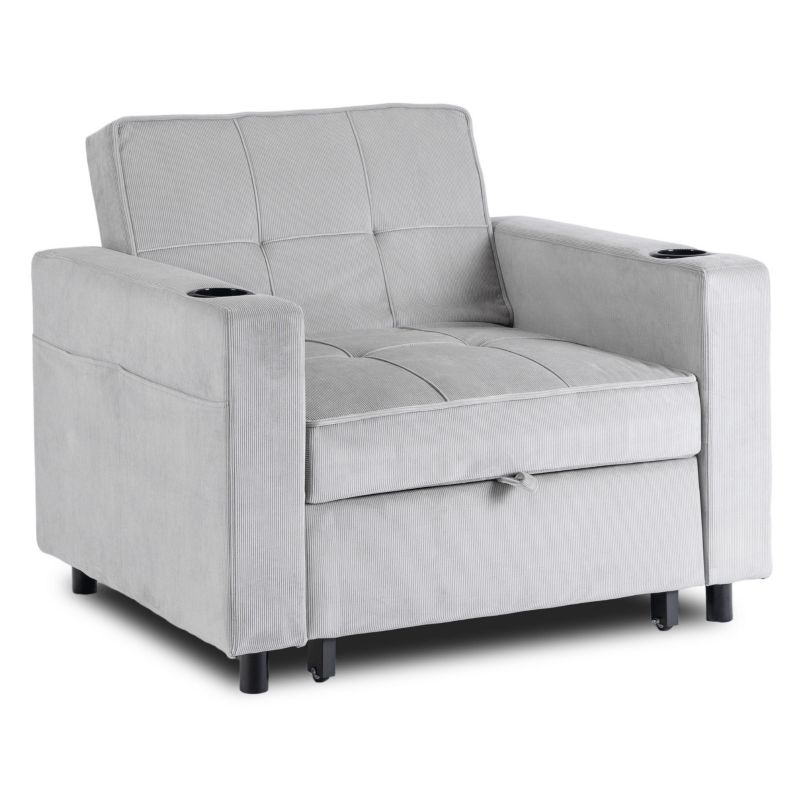 Amerykanka Mebel Elite SOLOR Fotel Rozkładany Sofa Kanapa Do Spania Wypoczynkowy Szary 1 szt