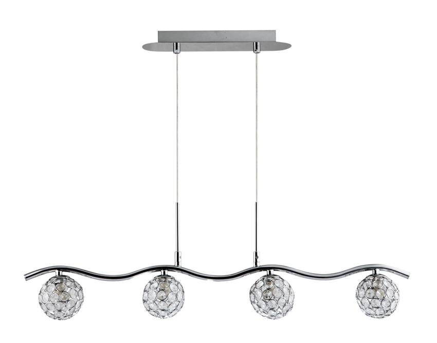 Srebrna lampa wisząca 4-punktowa do salonu TOP metal regulowana wysokość