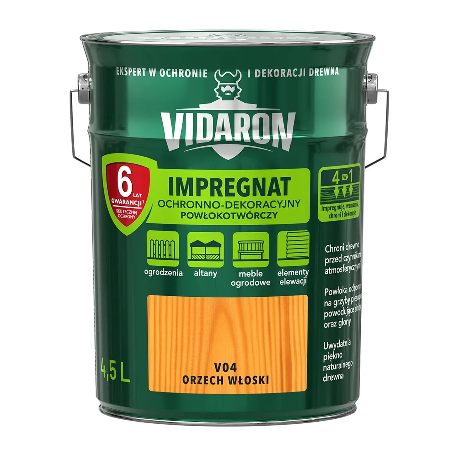 Vidaron Impregnat do drewna powłokotwórczy orzech włoski - 4,5L