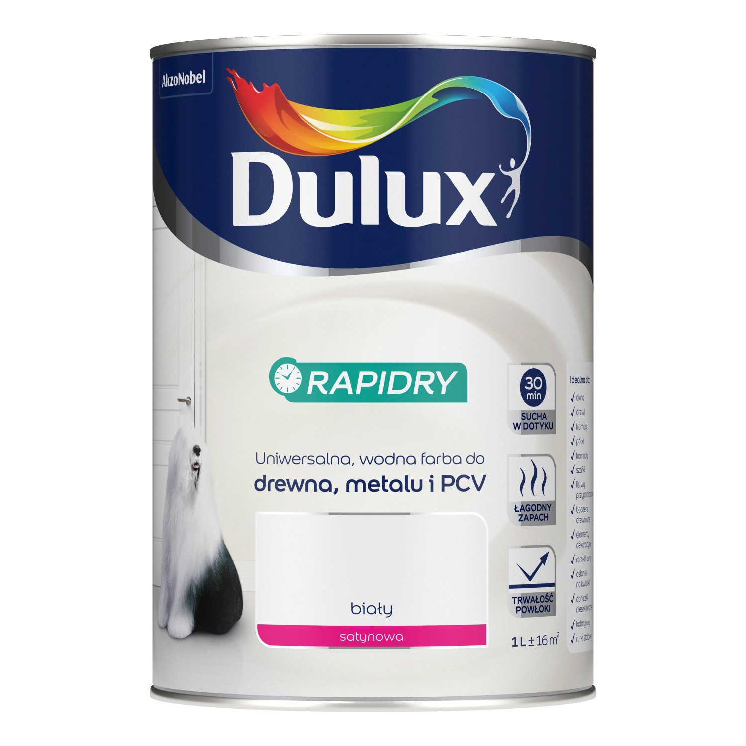 Dulux Farba akrylowa Rapidry biała satyna 1l