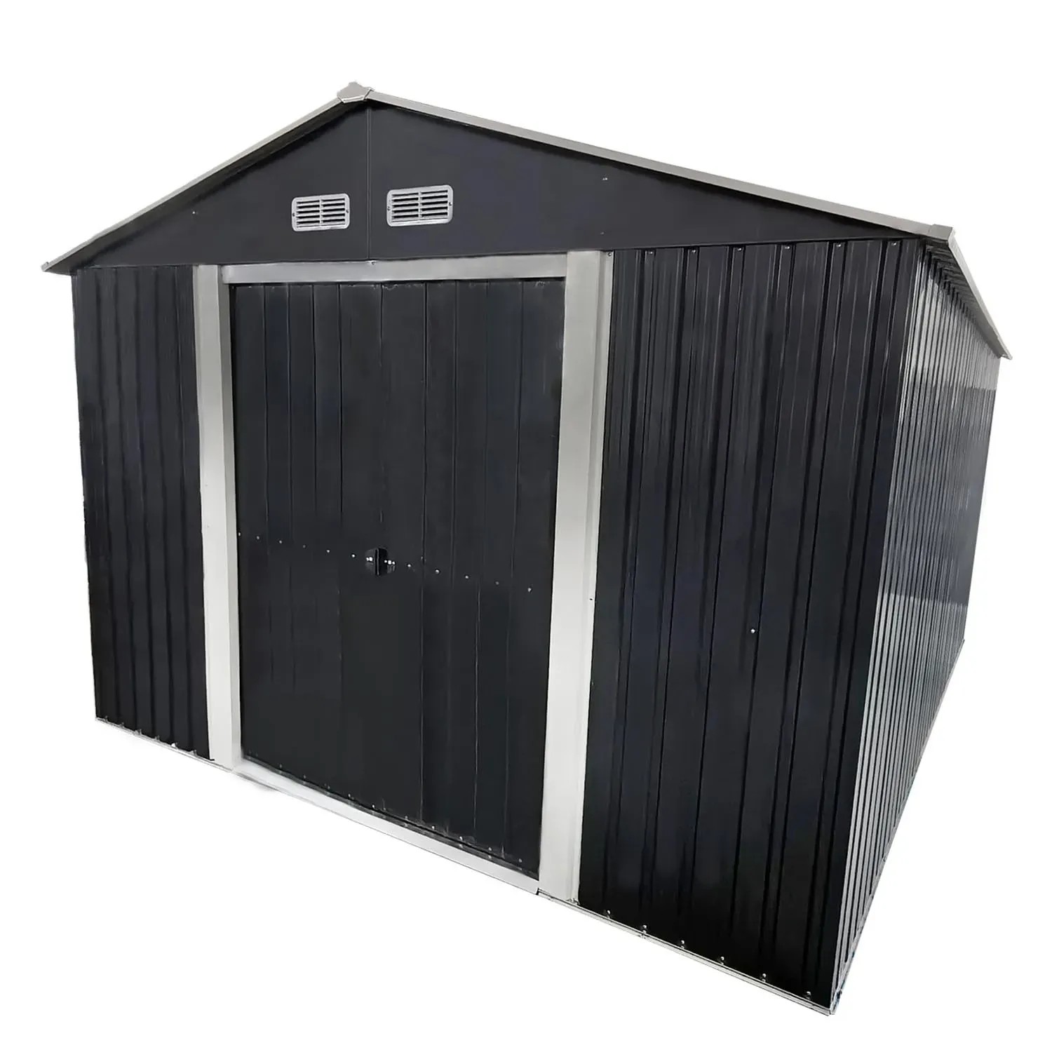 4IQ Domek ogrodowy metalowy antracyt - 303 x 300 cm, wys. 204 cm