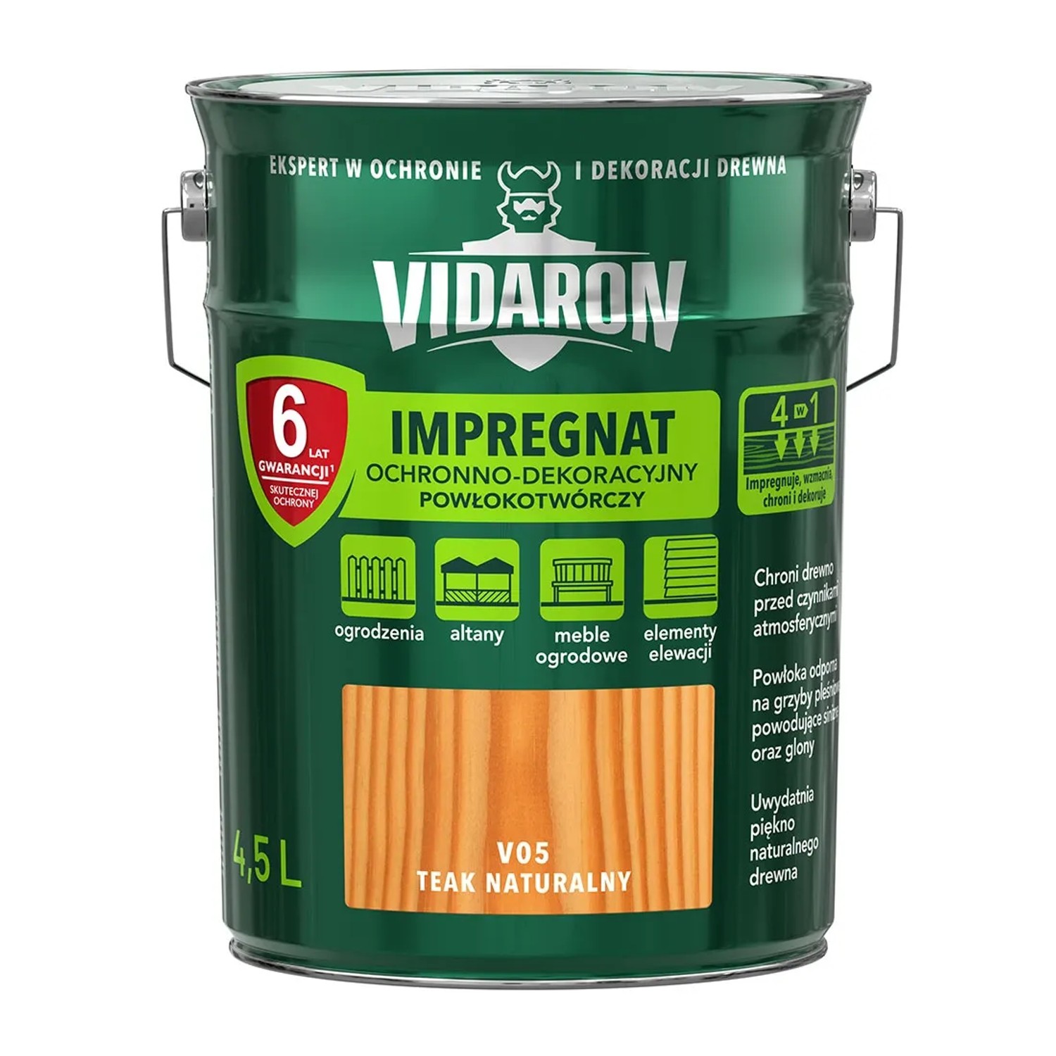 Vidaron Impregnat do drewna powłokotwórczy teak naturalny - 4,5L