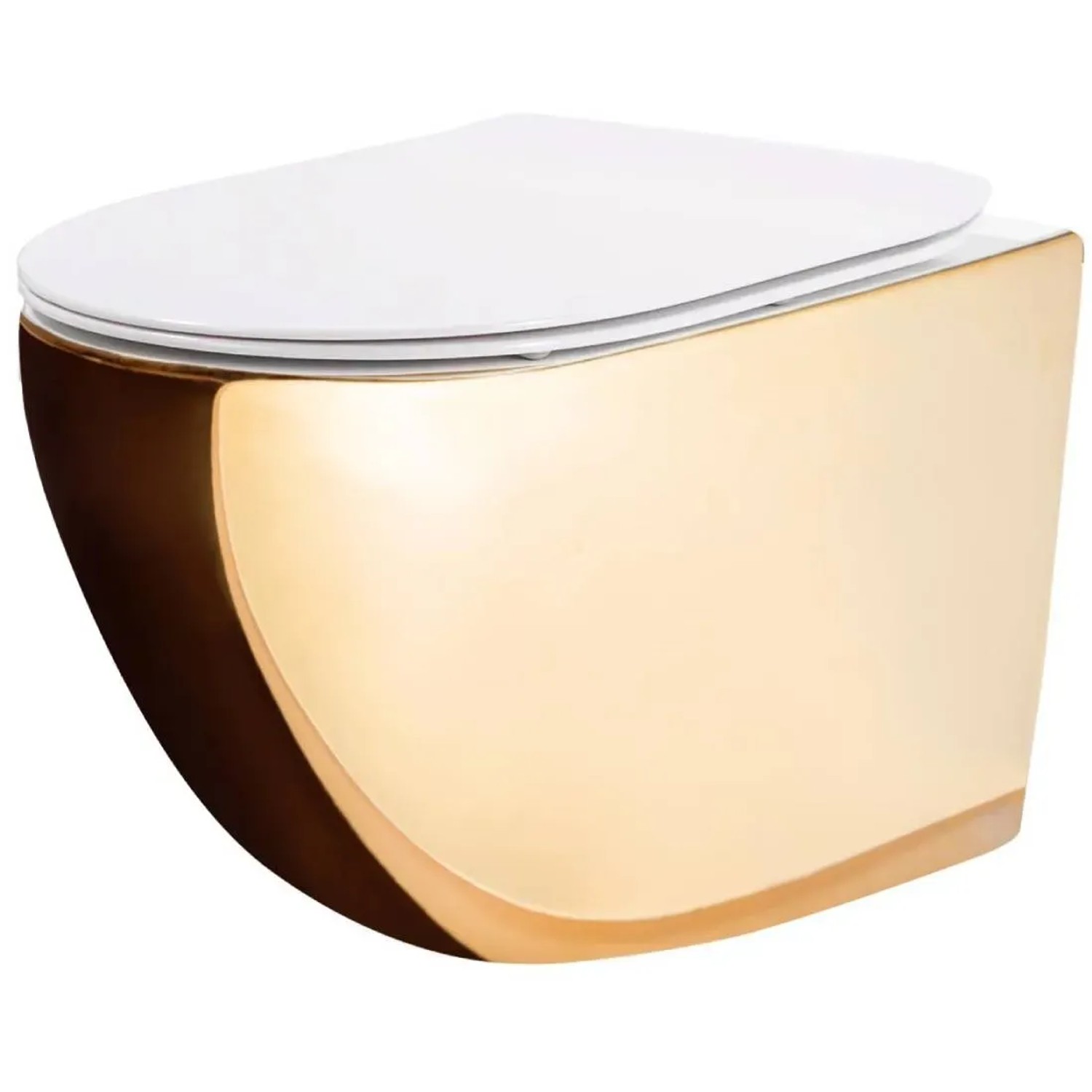 Rea Miska WC Carlo Mini Gold White wisząca z deską wolnoopadającą