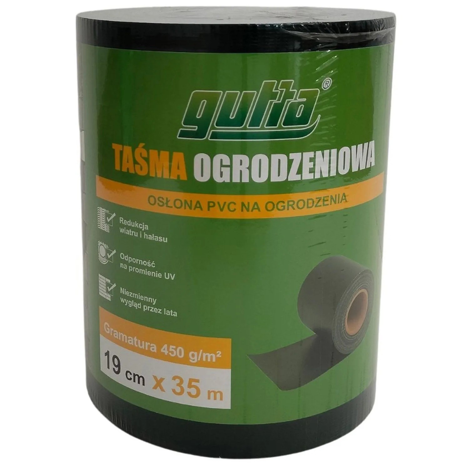 Taśma na ogrodzenie PVC zielona - 19 cm x 35 m