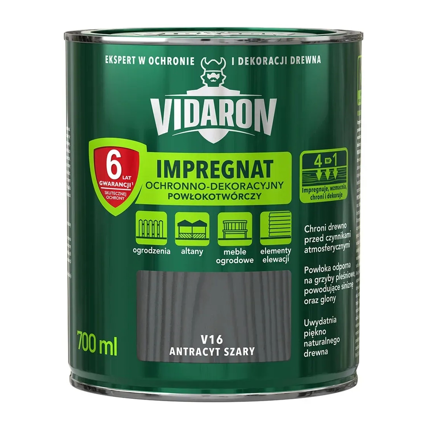 Vidaron Impregnat do drewna powłokotwórczy antracyt szary - 0,7L