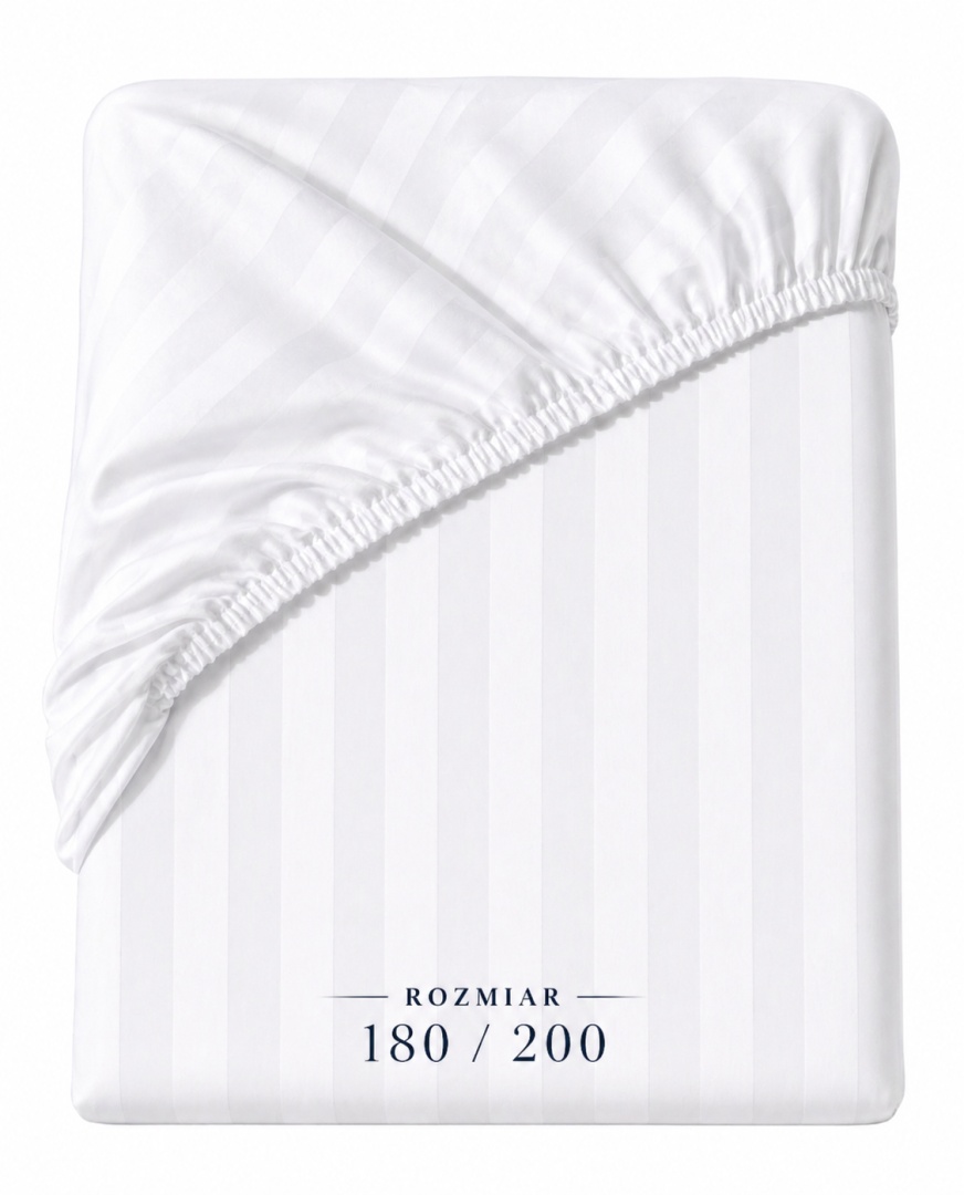 Prześcieradło hotelowe z gumką 180x200 cm Adamaszek 100% bawełna