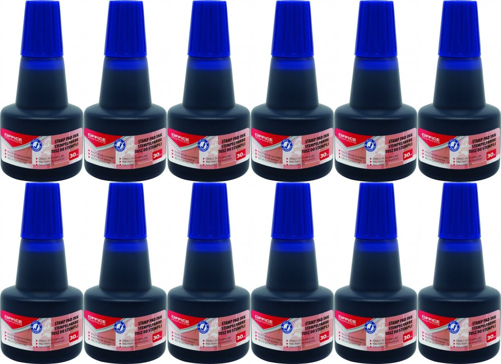 12x Tusz do stempli Office Products, 30ml, niebieski