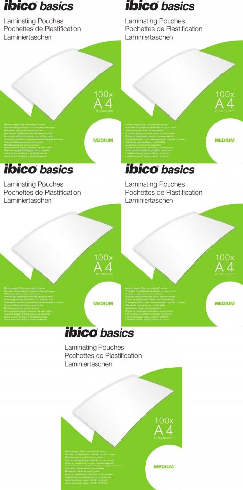 5x Folia do laminowania Ibico, 216x303mm, A4, 2x100 μm, 100 arkuszy