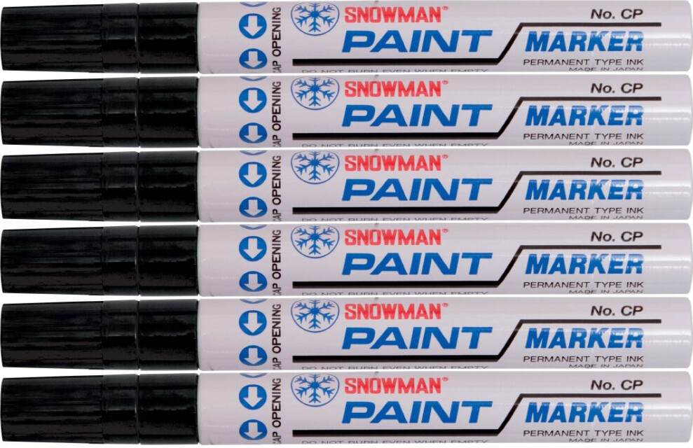 6x Marker olejowy Snowman, gruby, okrągła, czarny