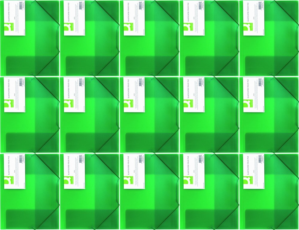15x Teczka plastikowa z gumką Q-connect, 3-skrzydłowa, A4, transparentny zielony