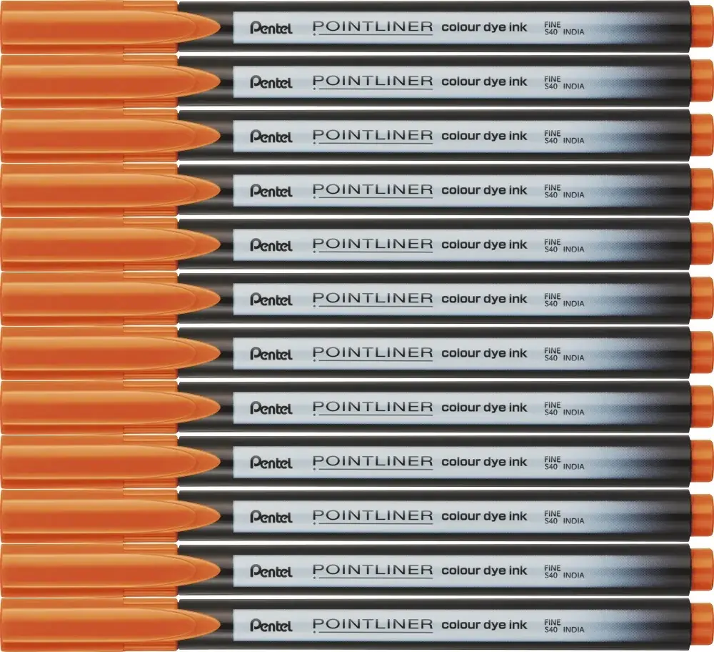 12x Cienkopis Pentel Pointliner Colour, pomarańczowy