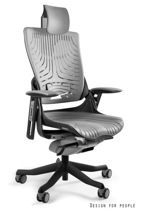 Fotel ergonomiczny WAU 2 czarny stelaż, szary lub pomarańczowy elastomer