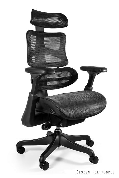 Fotel ergonomiczny ERGOTHRONE BLACK GUN czarny, siatka
