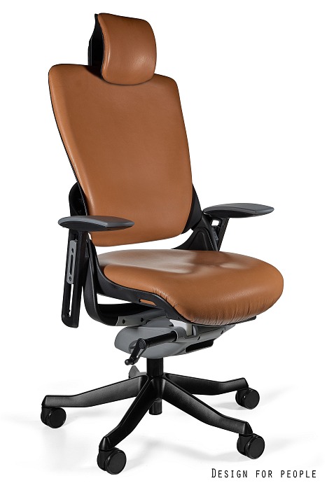 Fotel ergonomiczny WAU 2 czarny, skóra naturalna 3 kolory
