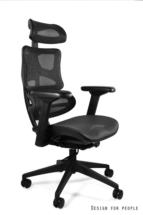 Fotel biurowy Ergotech, ergonomiczny, siatka, czarny