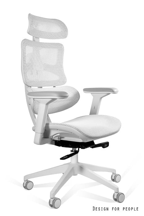 Fotel biurowy Ergotech, ergonomiczny, siatka, biały