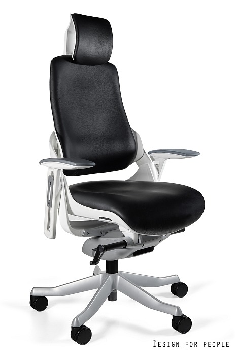 Fotel ergonomiczny WAU biały, skóra naturalna 3 kolory