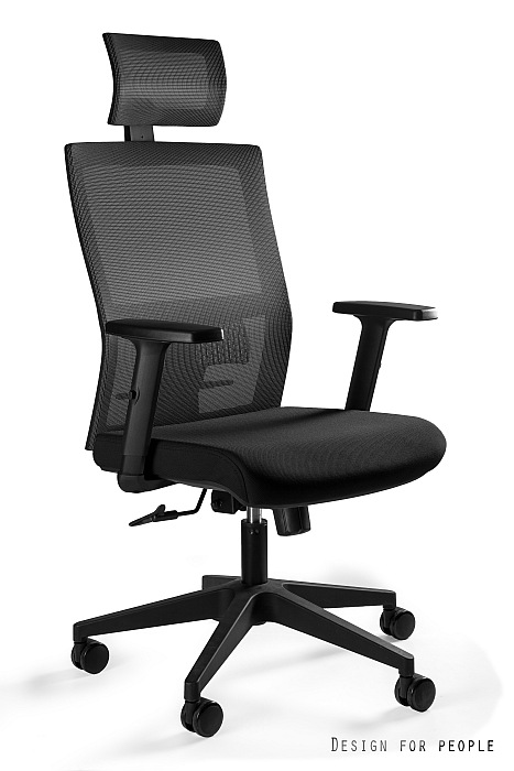 Fotel biurowy Task, ergonomiczny, siatka/tkanina, czarny