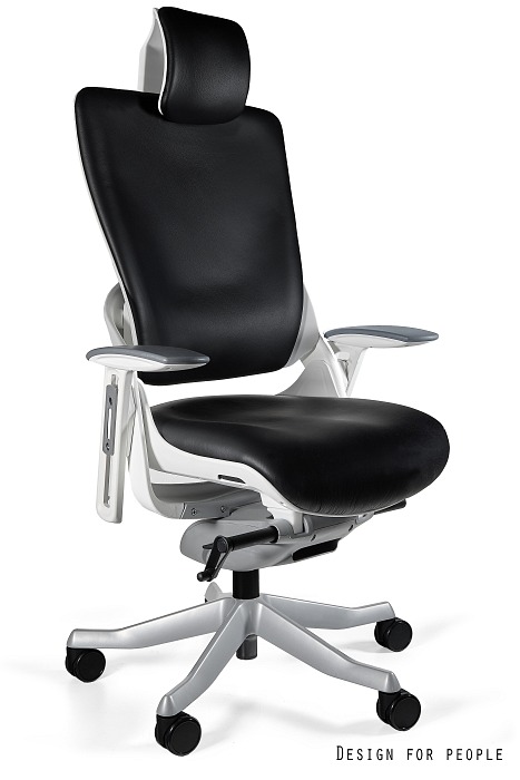 Fotel ergonomiczny WAU 2 biały, skóra naturalna 3 kolory