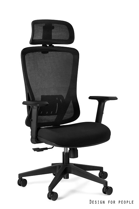 Fotel biurowy Dart, ergonomiczny, siatka/tkanina, czarny