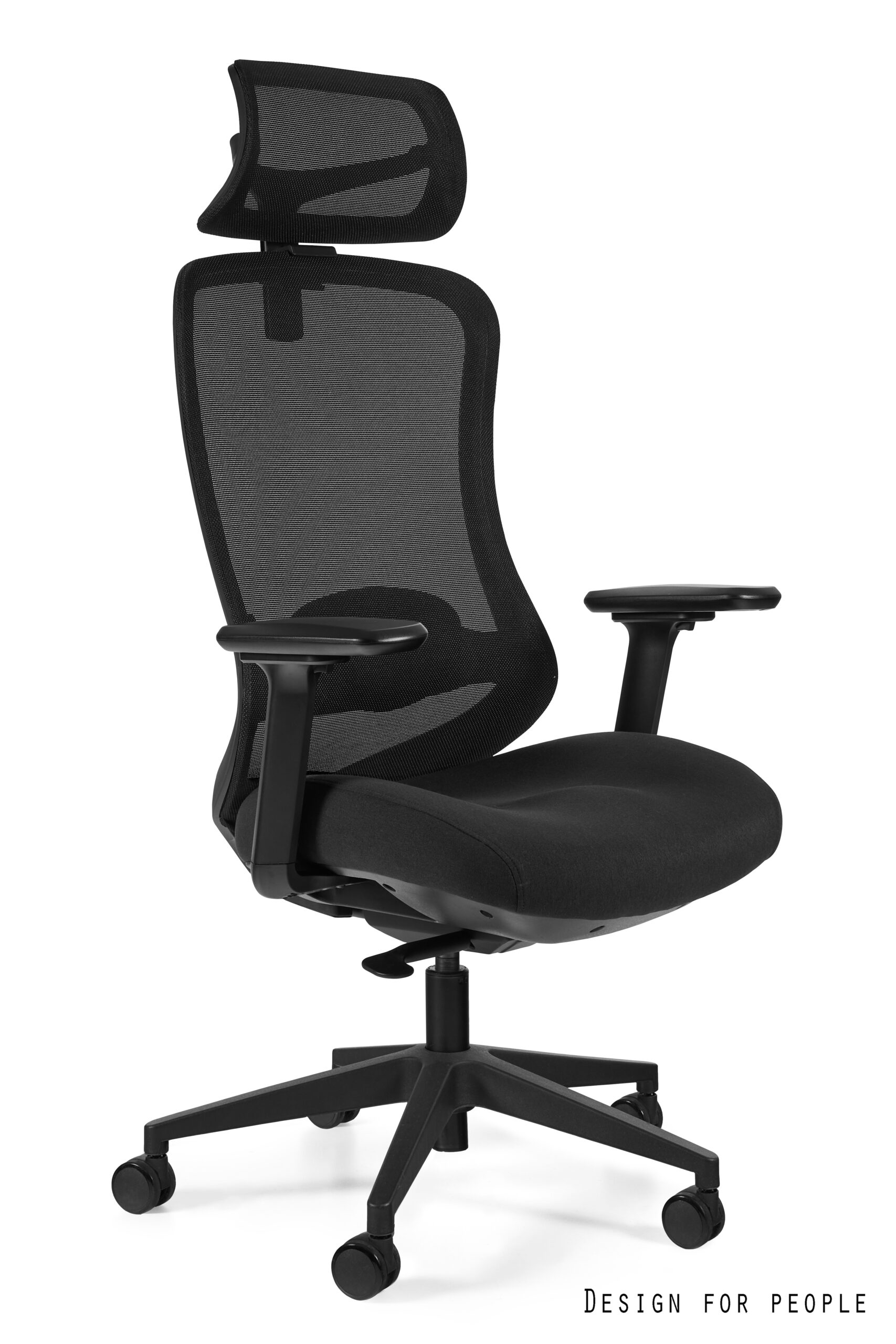 Fotel biurowy Adapta, ergonomiczny, siatka/tkanina, czarny