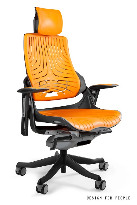 Fotel ergonomiczny WAU czarny stelaż, szary lub pomarańczowy elastomer