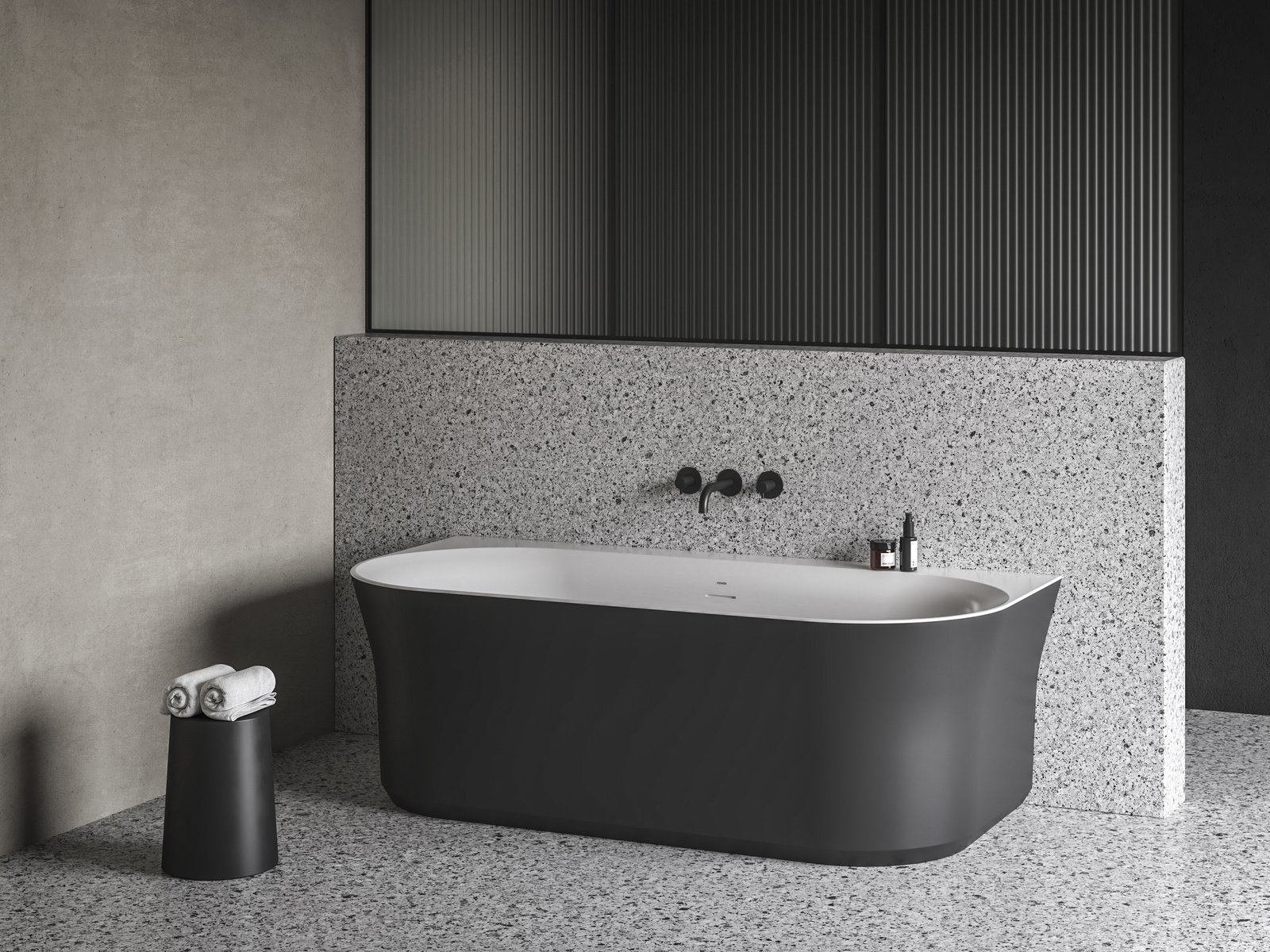 Ravak Ypsilon Wall wanna przyścienna 178x86 cm biała/black mat XC00100057