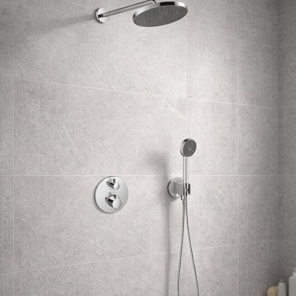 Hansgrohe Ecostat S zestaw prysznicowy podtynkowy termostatyczny z deszczownicą chrom (28056000, 27413000, 15758000, 01800180, 26888000, ... - Wysyłka
