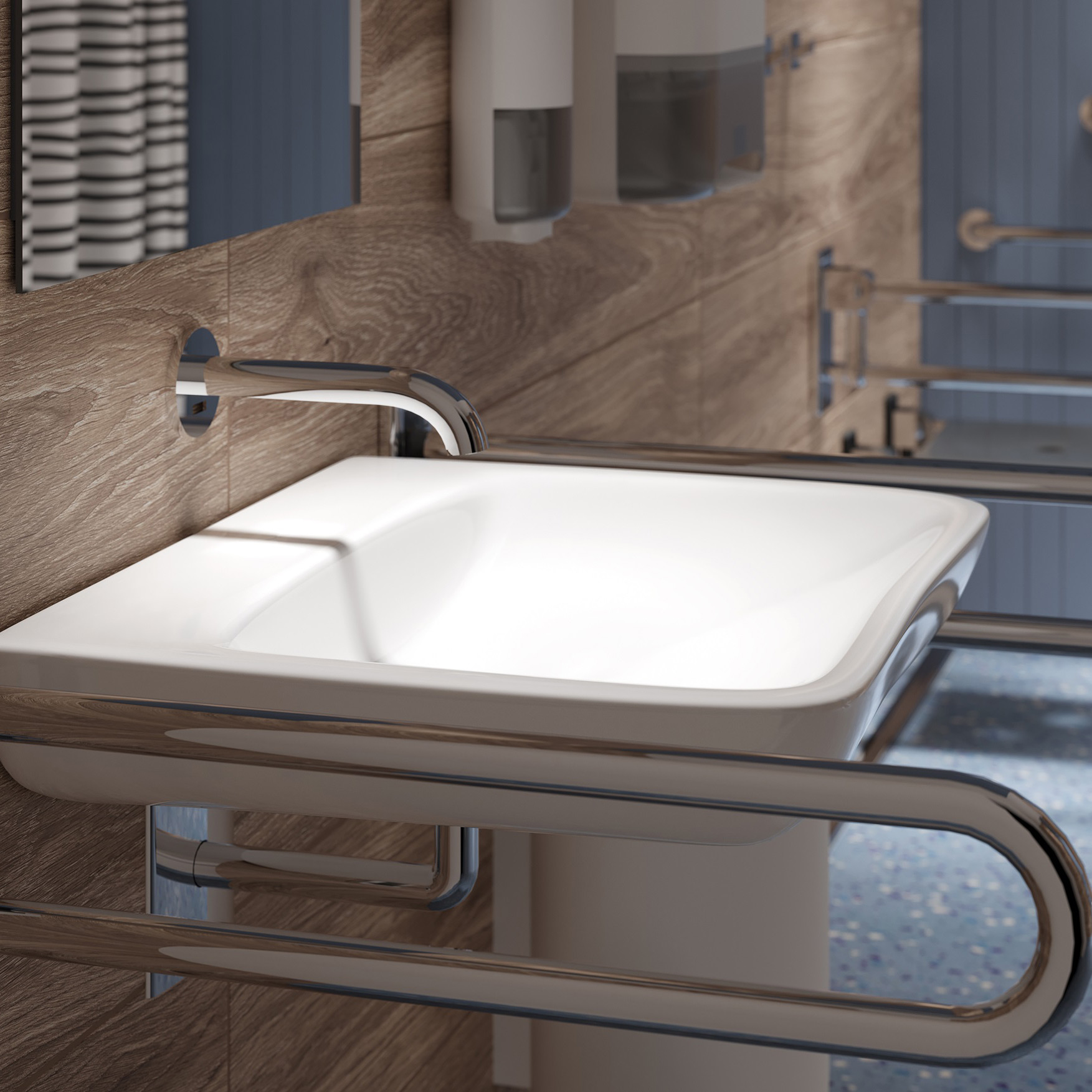 Geberit Selnova Compact umywalka 55x55 cm kwadratowa ścienna dla niepełnosprawnych biała 501.461.00.7 - Wysyłka w 24h