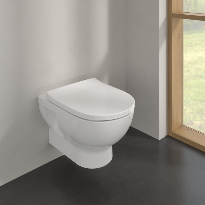 Villeroy & Boch O.Novo miska WC wisząca bez kołnierza ze spłukiwaniem wirowym CeramicPlus Weiss Alpin 5C39C0R1