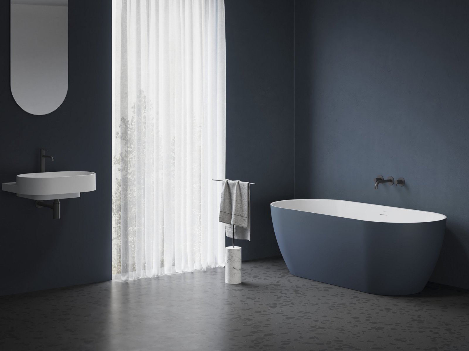 Ravak Freedom O Tec wanna wolnostojąca 170x77 cm owalna biały/Deepsea Blue CD21400000