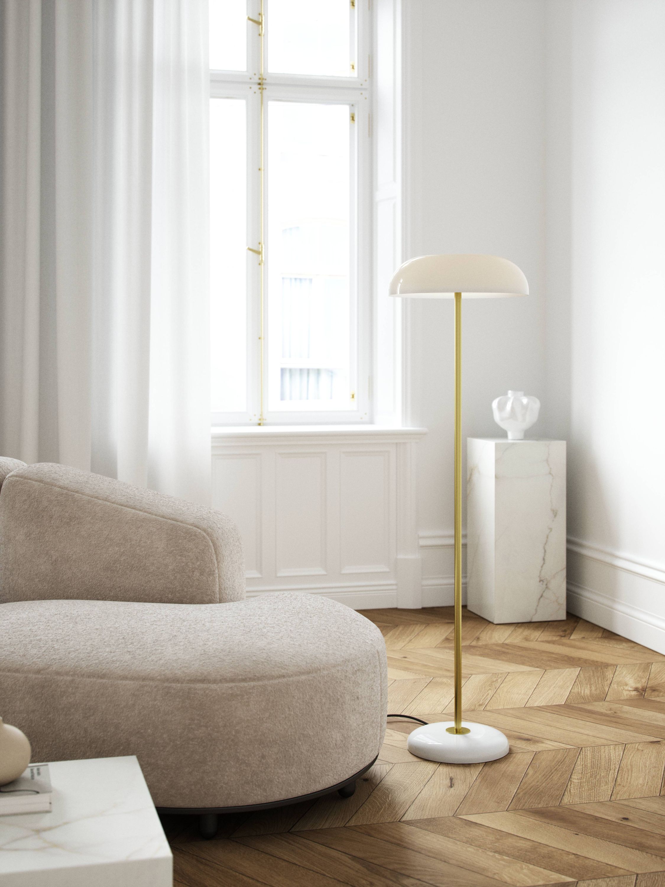 Nordlux DFTP Glossy lampa stojąca 3x25 W biała-mosiądz-marmur 2220344001