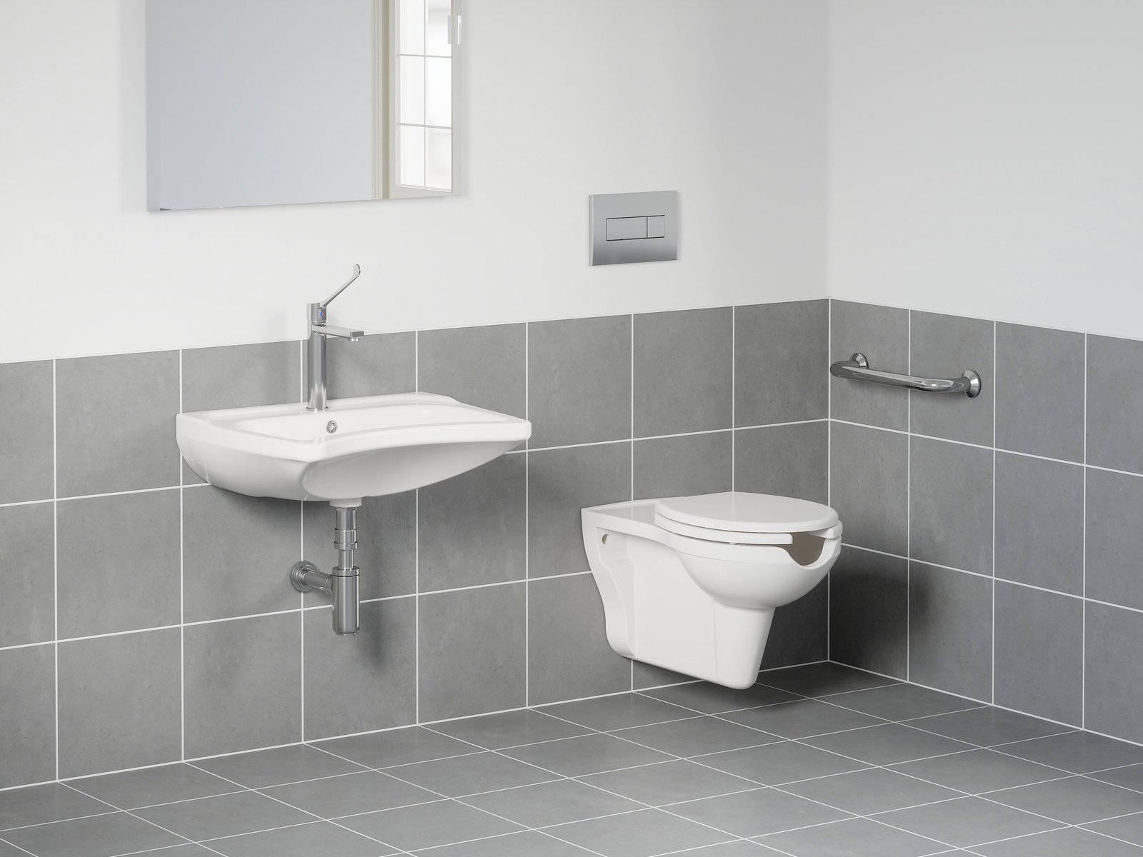 Ravak Safe umywalka 63,8x49 cm ścienna dla niepełnosprawnych biała XJX01160006