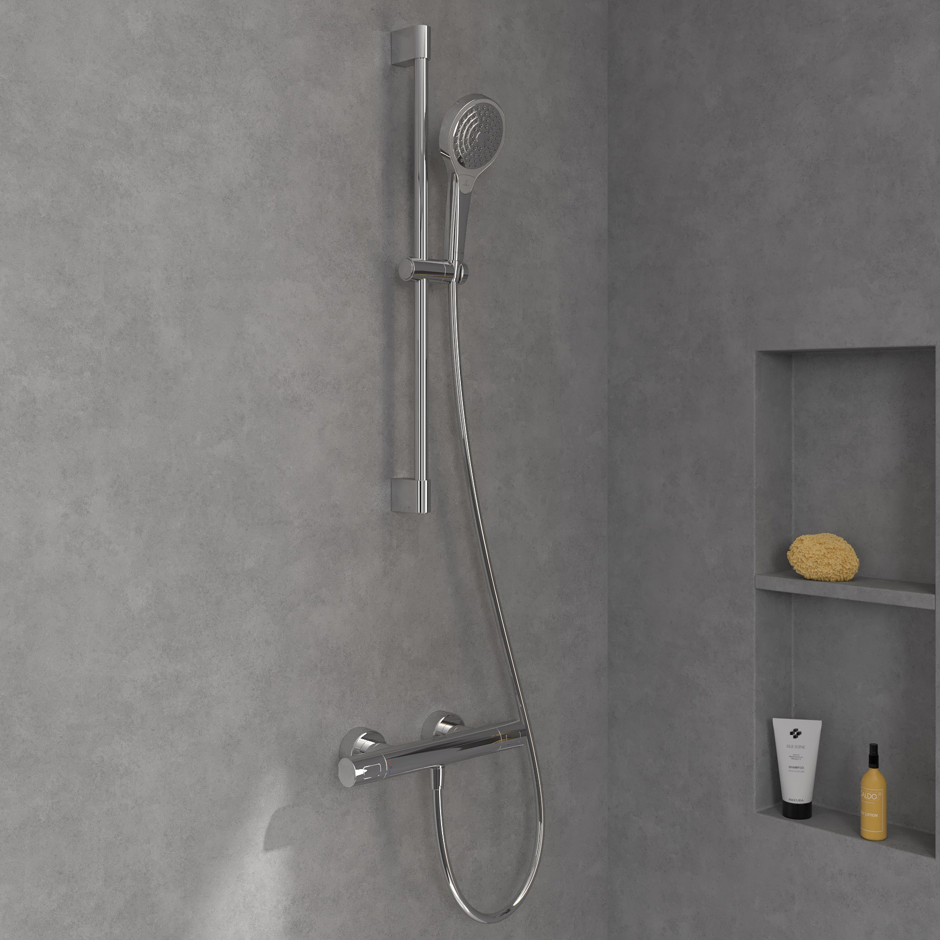 Zestaw Villeroy & Boch Universal Taps & Fittings bateria prysznicowa ścienna termostatyczna z zestawem prysznicowym chrom (TVS00001700061, ... - 