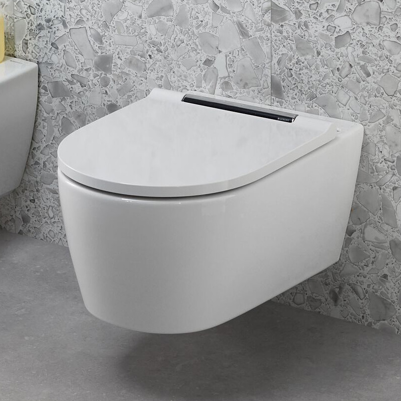 Geberit One miska WC z deską wolnoopadającą wisząca bez kołnierza spłukiwanie wirowe biały mat 500.202.JT.1
