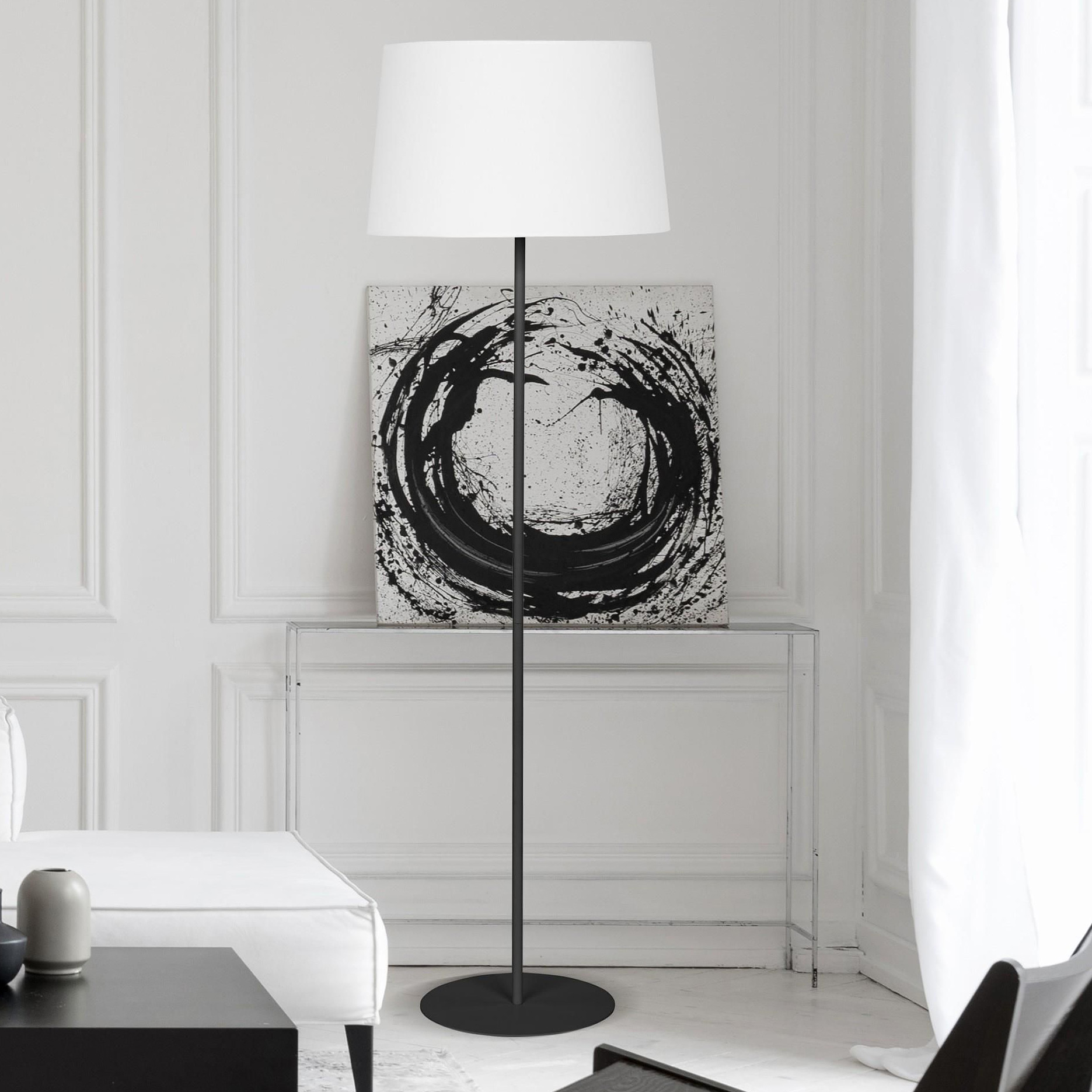 TK Lighting Maja lampa stojąca 1x15W czarna/biała 5547