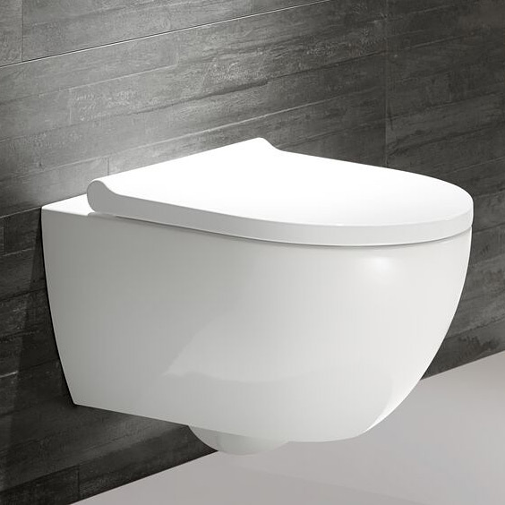 Geberit Acanto miska WC z deską wolnoopadającą wisząca bez kołnierza ze spłukiwaniem wirowym biały 502.774.00.8 - Wysyłka w 24h