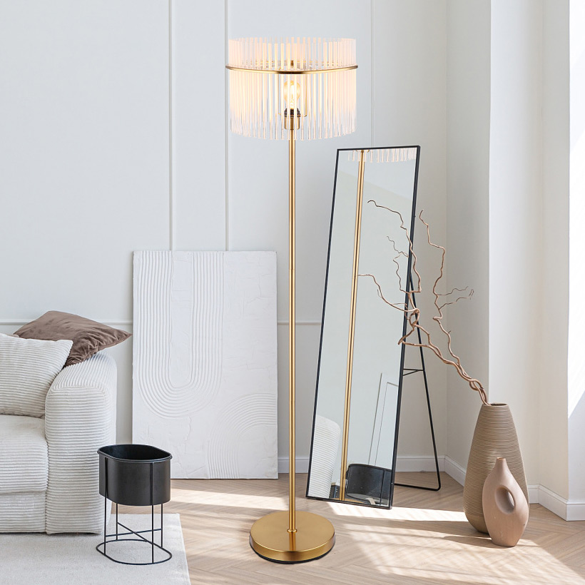 Globo Lighting Gorley lampa stojąca 1x60 W biała-przezroczysta-złota 15698SM - Wysyłka w 24h
