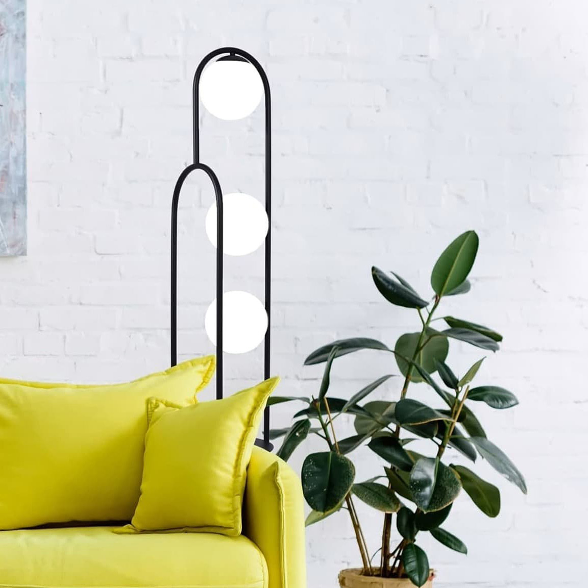 Kaja Finestra lampa stojąca 3x40 W biała-czarna K-4963