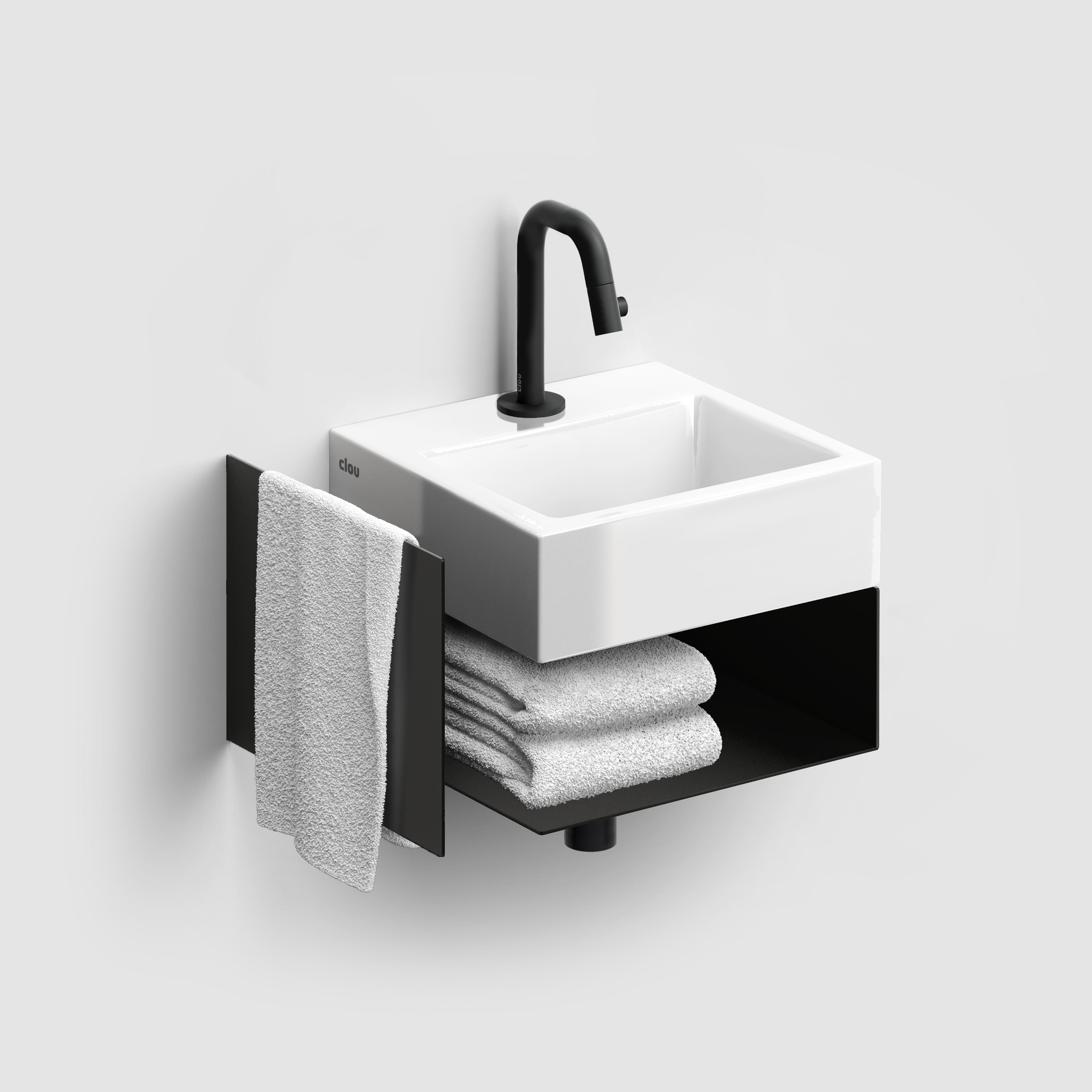 Clou Flush konsola 36,5x27x20,5 cm podumywalkowa wisząca czarna CL/07.36.010.21
