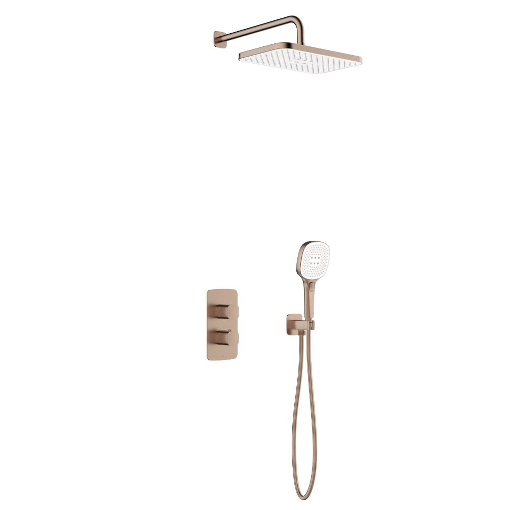 KFA Armatura Malaga Rose Gold zestaw prysznicowy podtynkowy z deszczownicą różowe złoto szczotkowane 5759-501-34