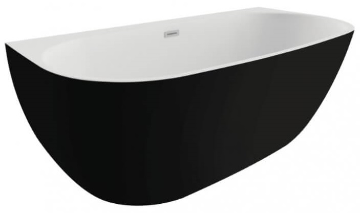 Polimat Risa wanna wolnostojąca 170x80 cm przyścienna biały/czarny mat 00443