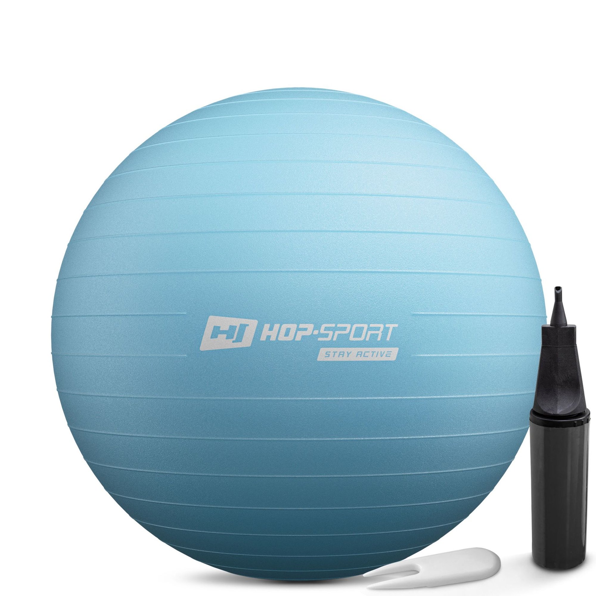 Piłka fitness 65cm z pompką - niebieska