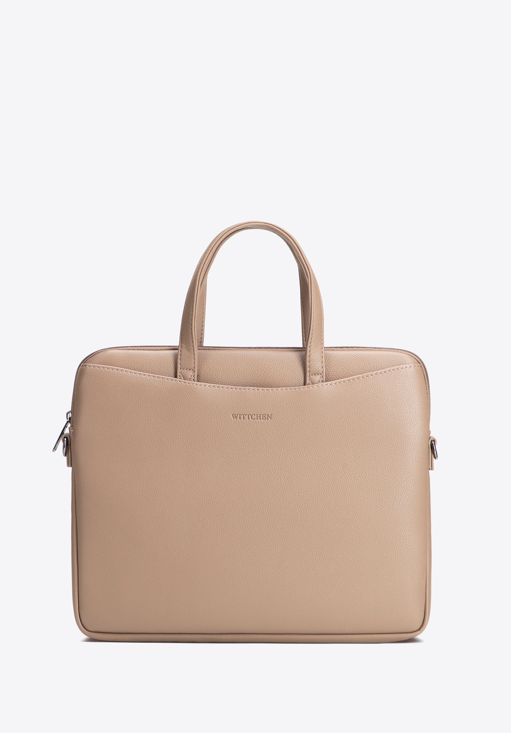 Torba na laptopa z ekoskóry męska 13–14 cali beżowa