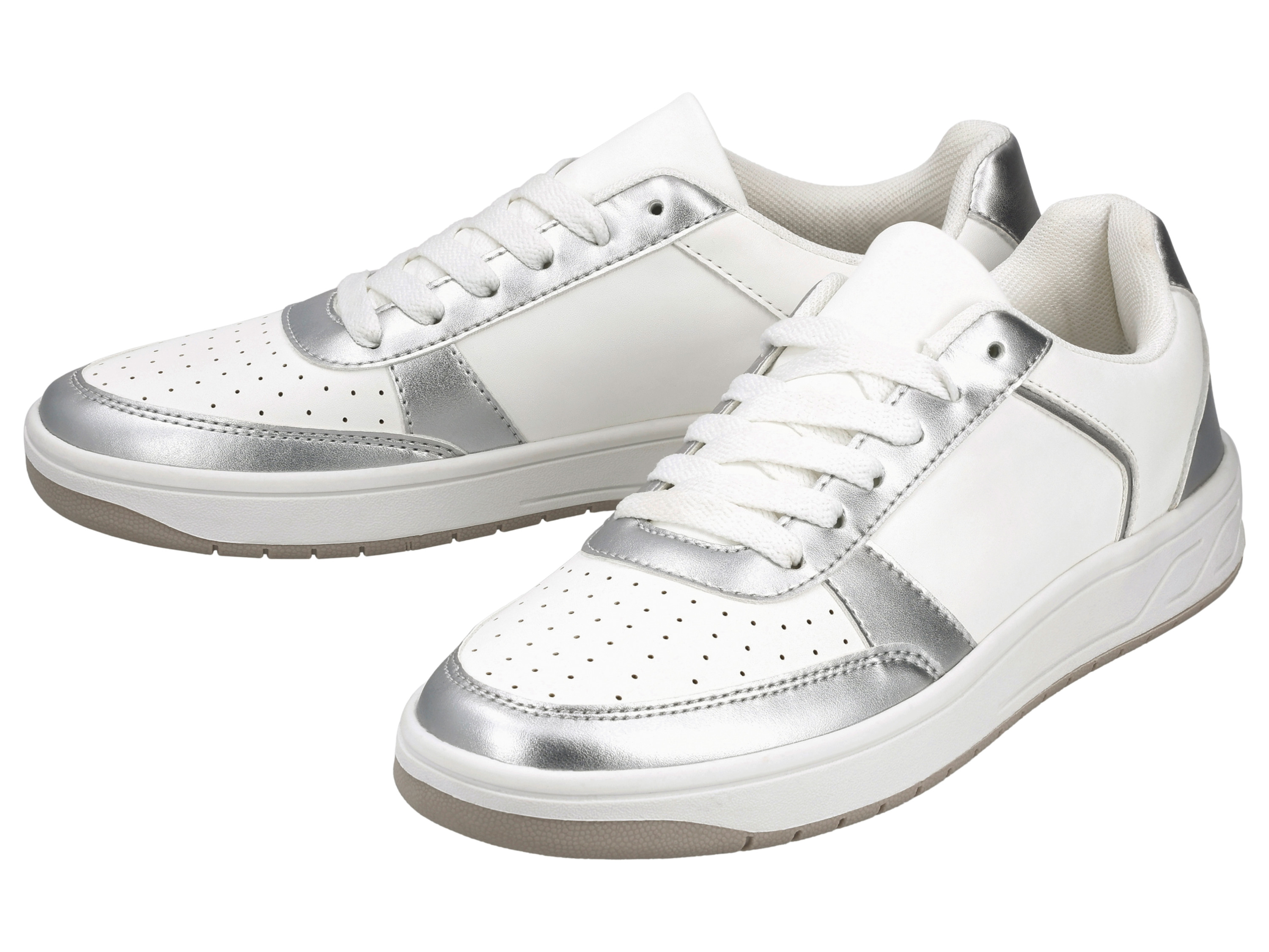 esmara Buty sneakersy damskie Srebrny/biały, 40