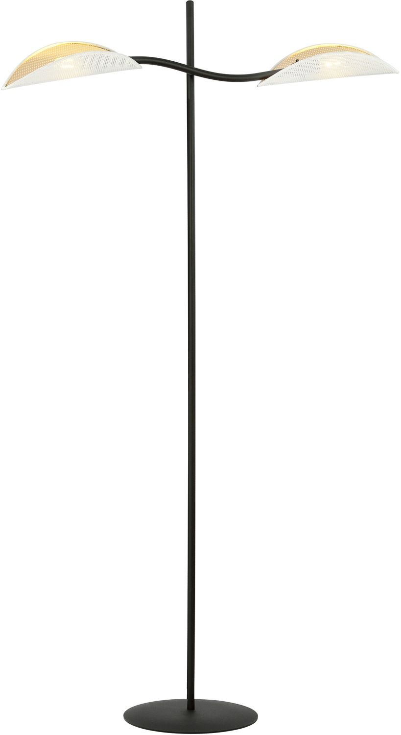Darmowa Dostawa - Lampa stojąca 2x10 W biała-czarna-złota Emibig Lotus 1107LP2